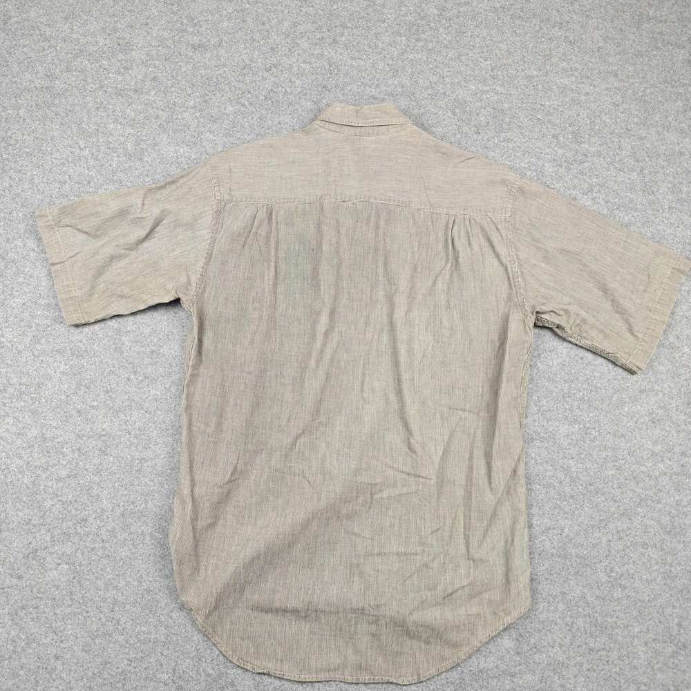 Vintage Woolrich Shirt Mens Large Beige Striped Short Sleeve Button Up Casual - Picture 4 of 7